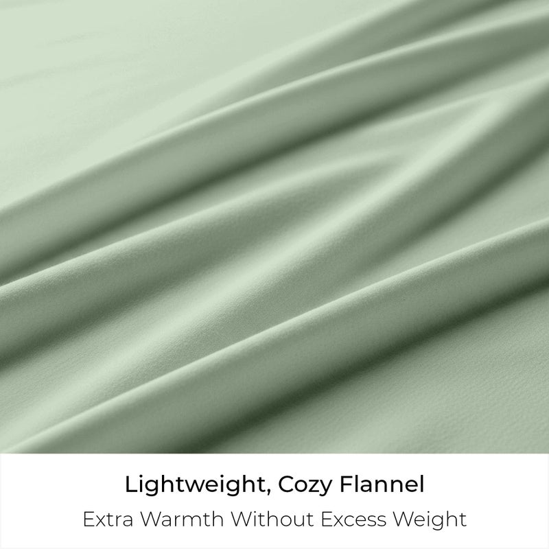Mellanni Cotton Flannel Sheet Set - Double Brushed for Added Softness & Comfort - Deep Pocket Fitted Sheet up to 16" - 4 Piece Set (Queen, Sage) - Image 5